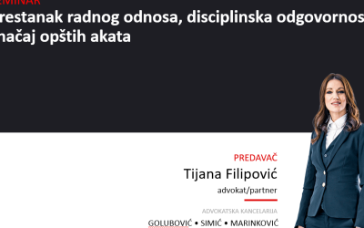 Seminar: Prestanak radnog odnosa, disciplinska odgovornost i značaj opštih akata